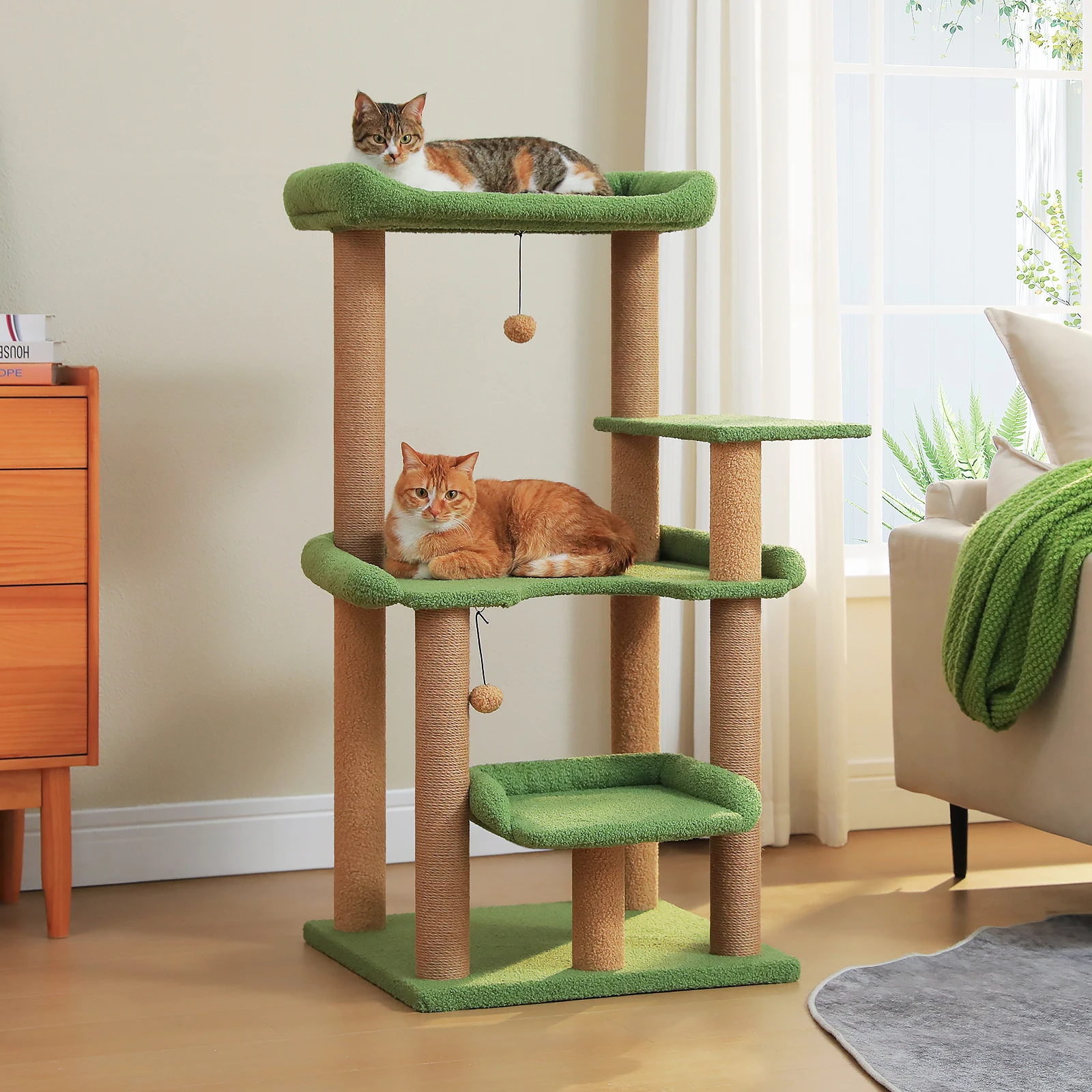Árbol rascador para gatos con sisal – Torre multinivel con cama incluida - imagen 4