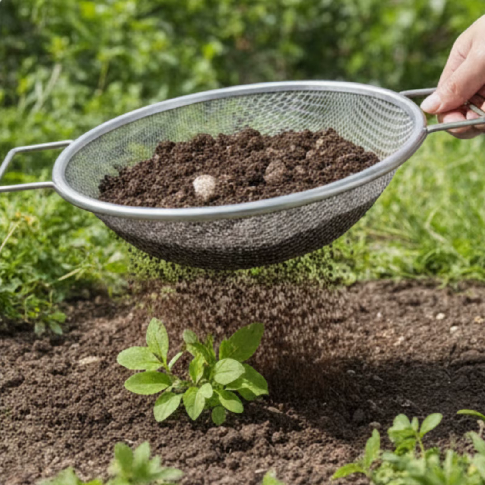 Tamiz para tierra y compost con asas, metálico y resistente al óxido - imagen 2