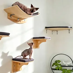 Estante de pared para gatos con cojín suave: escalada y descanso