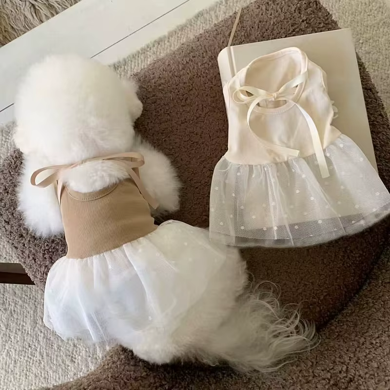 Vestido tutú de tul con lunares para perros pequeños y gatos - imagen 5