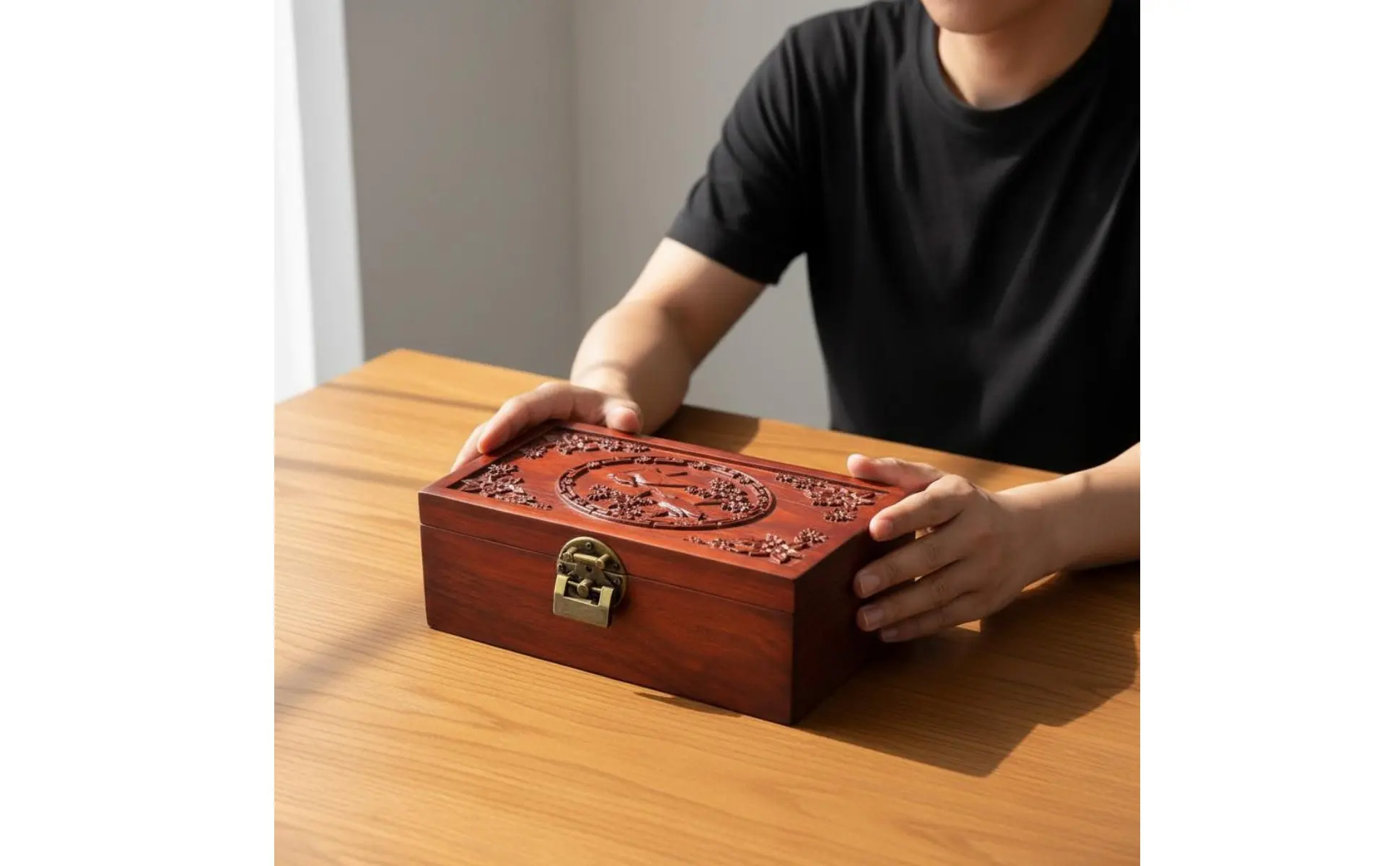 Interior de la caja de almacenamiento para joyas