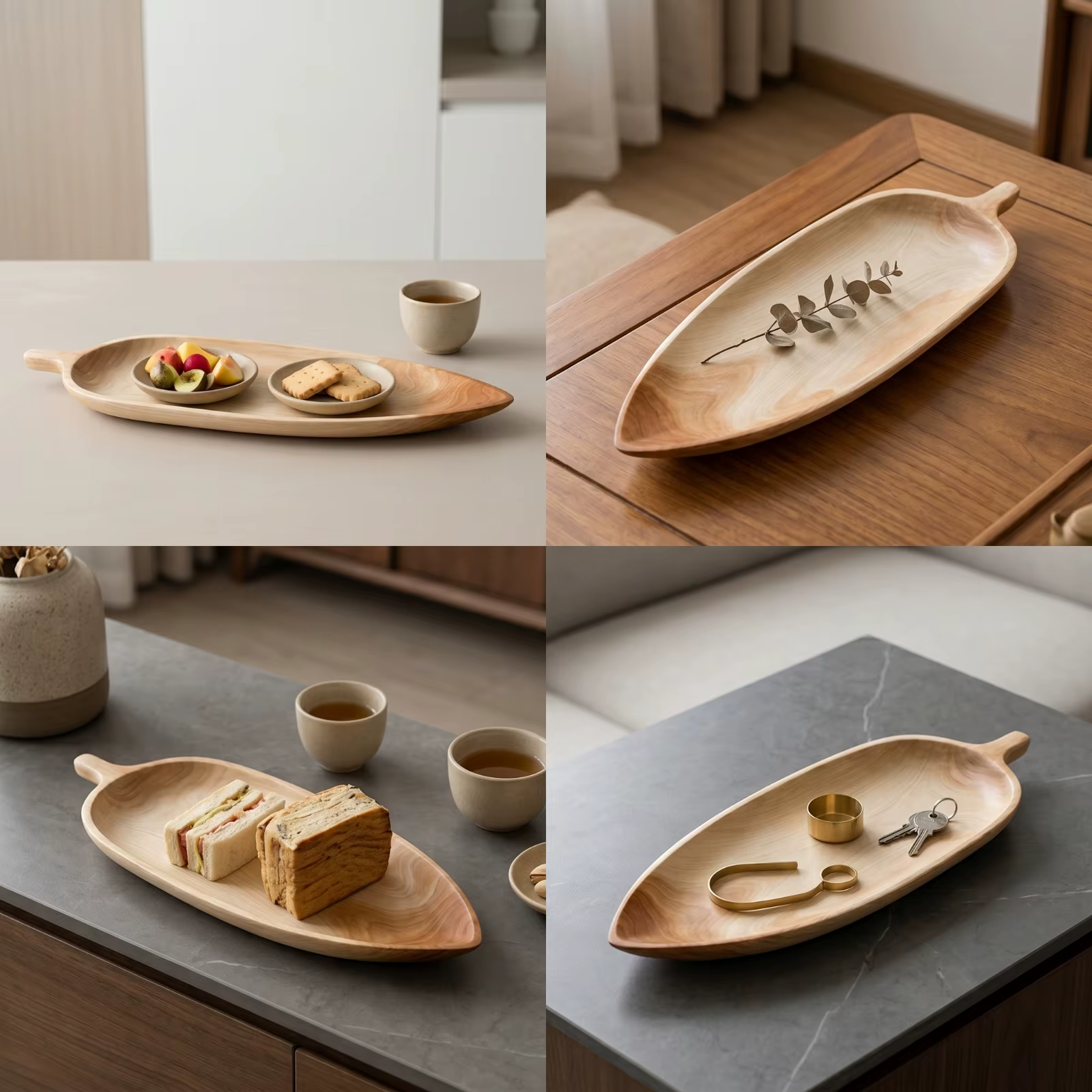 Plato de madera multiusos con asa para gatos y perros, bandeja