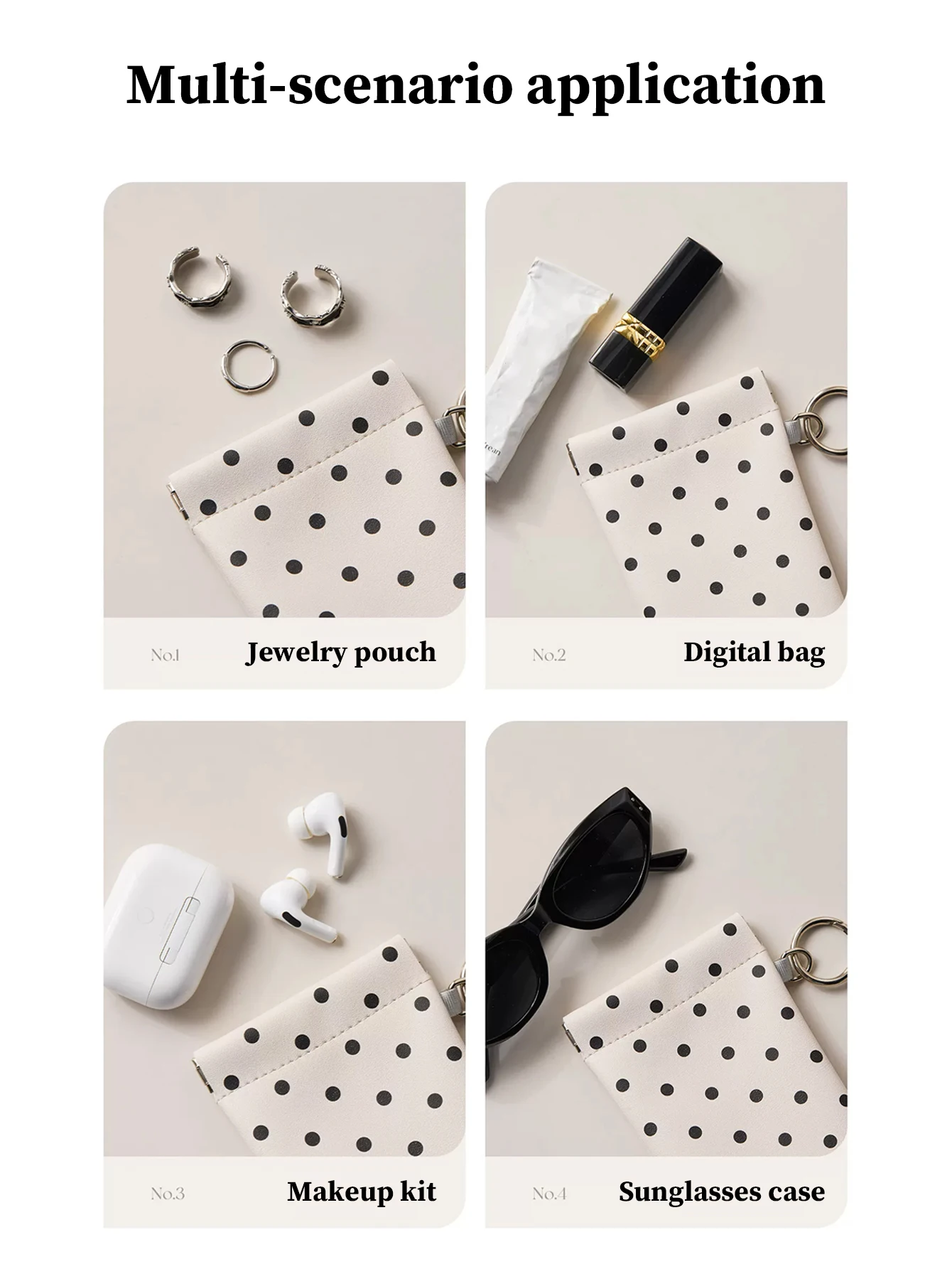 Funda estuche para gafas con paño, cierre a presión y diseño puntos - imagen 2
