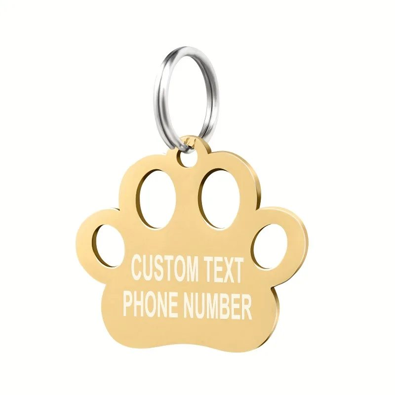 Placa Identificación Personalizada para Gato con Nombre Grabado y Diseño Huella - imagen 5