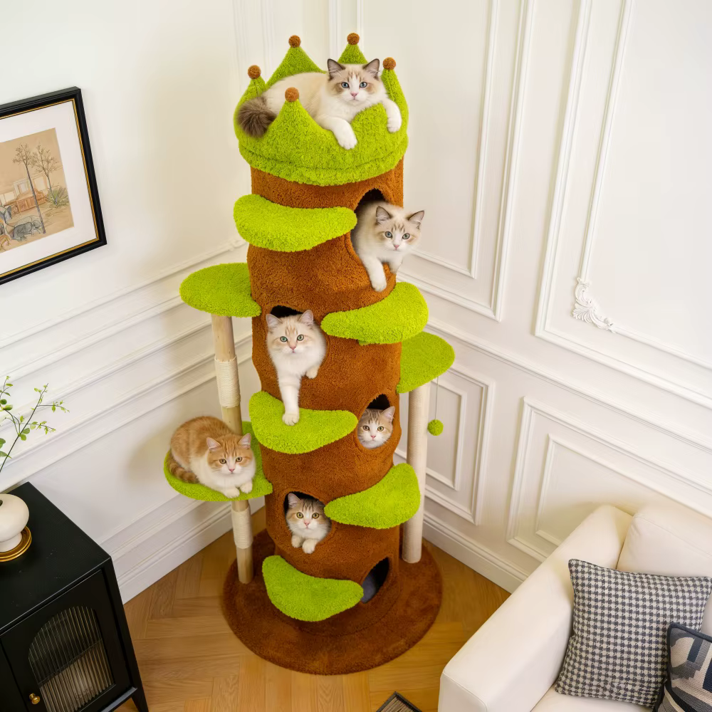 Árbol rascador XXL alto para gatos – Casita y juegos - imagen 2