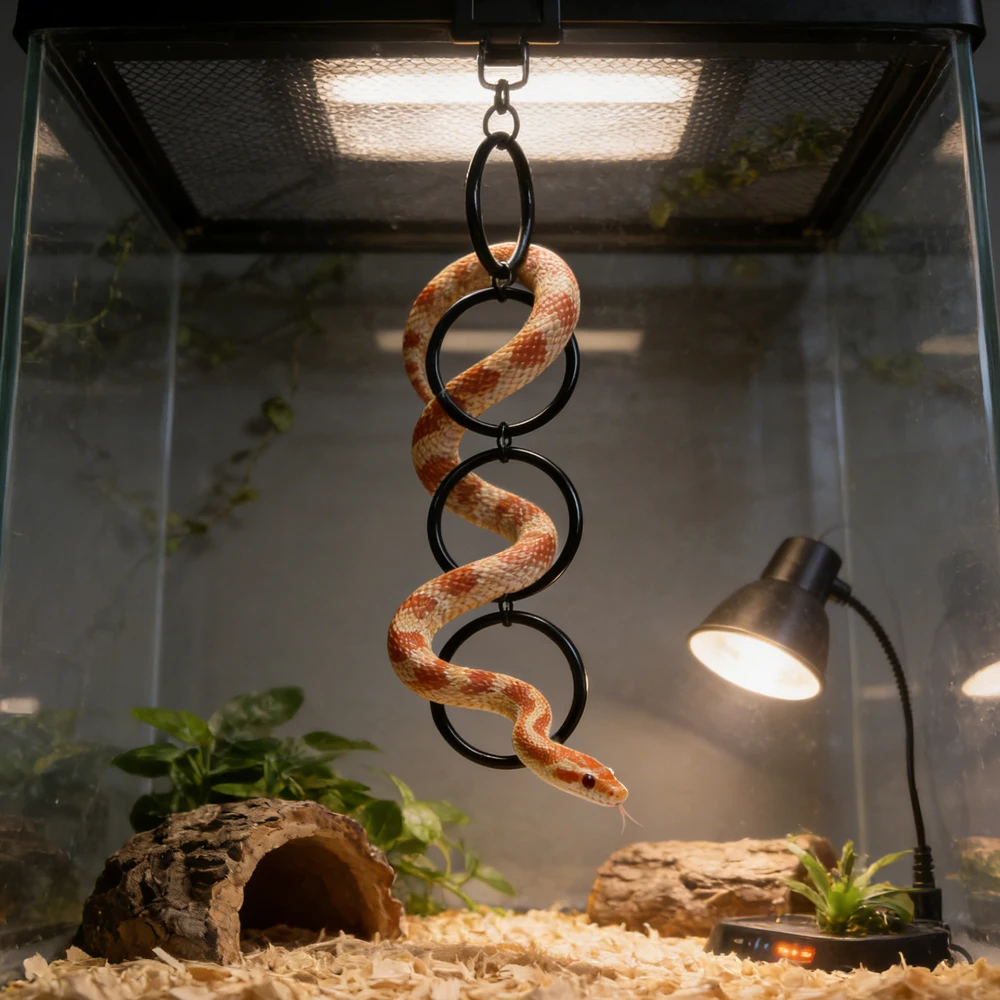 Juguete de anillo escalador y columpio colgante para reptiles y serpientes de terrario - imagen 2