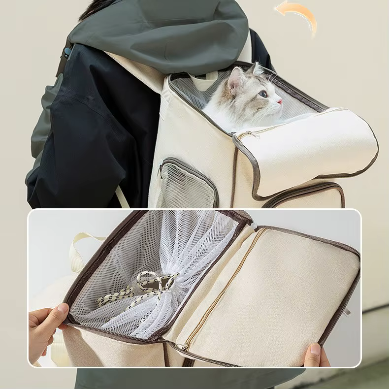 Mochila de transporte transpirable para perros y gatos, gran espacio - imagen 3