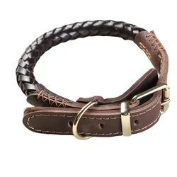 Collar de cuero trenzado para perro mediano y grande – Paseo diario