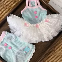 Vestido de verano transpirable princesa para perros pequeños a rayas