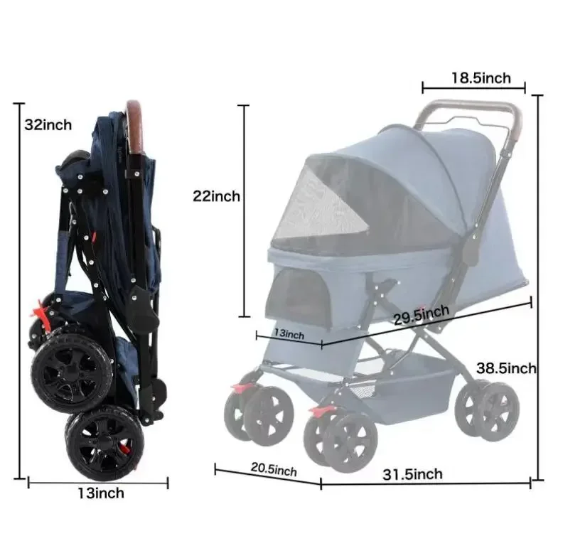 Carrito para mascotas en uso durante paseo