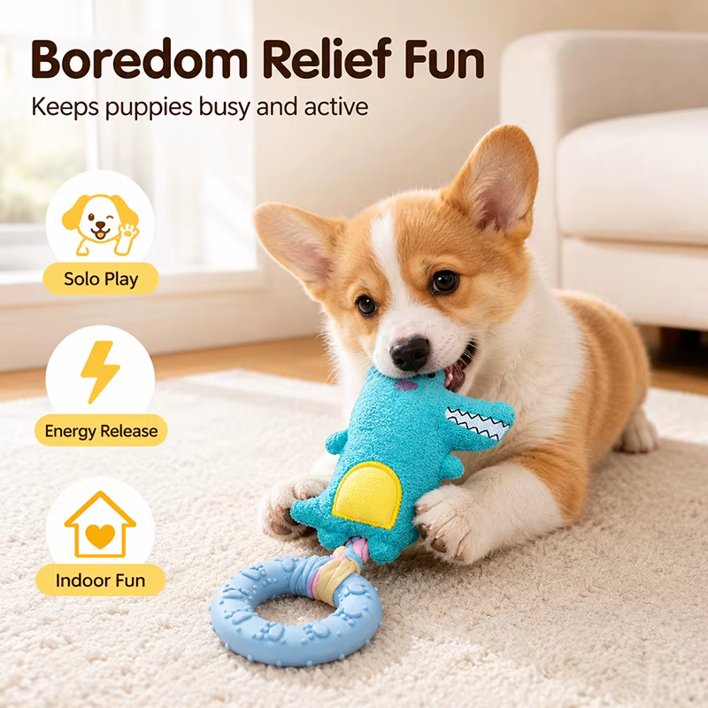 Peluche interactivo con sonido y anillo mordedor para perros - imagen 5
