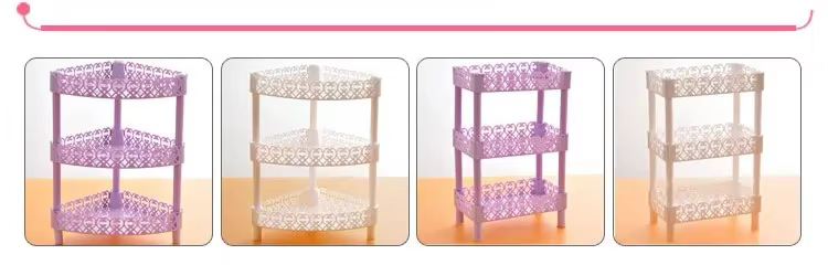 Soporte organizador de 3 niveles visto de frente, diseño rectangular moderno