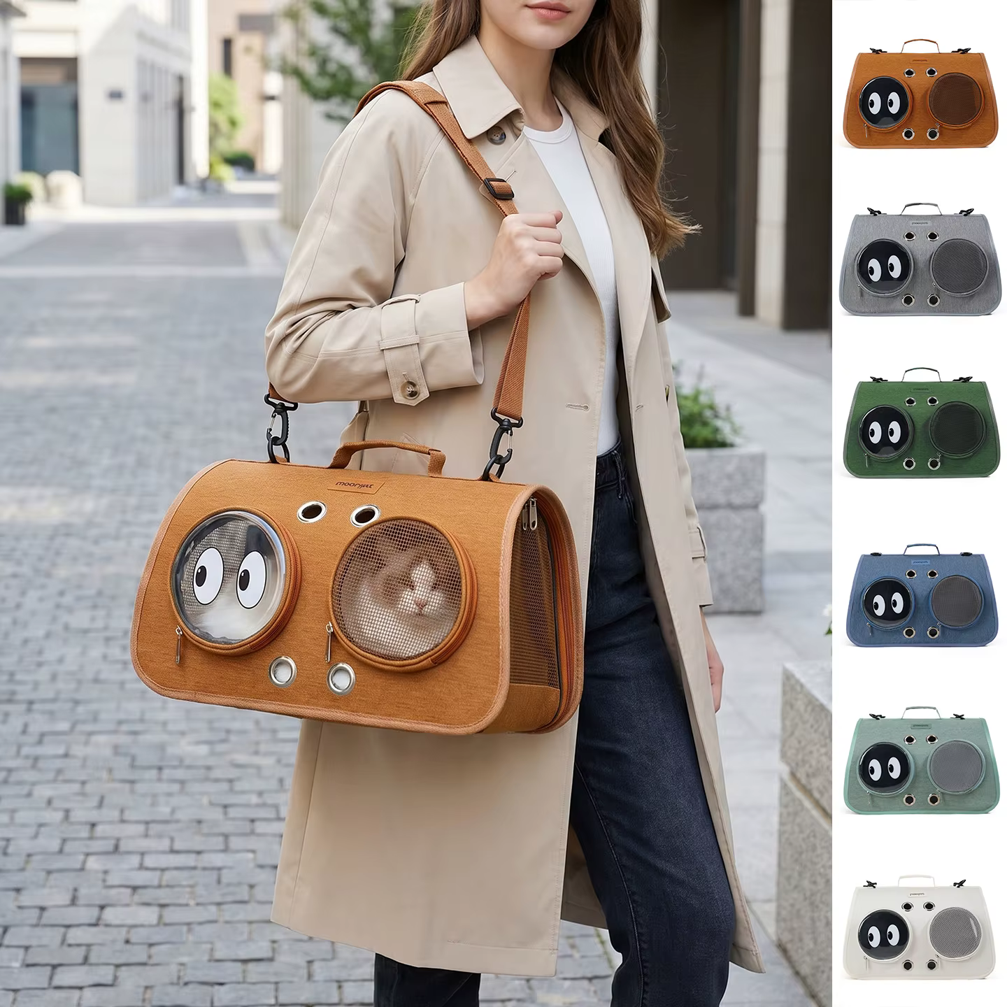 Bolsa transportadora con malla transpirable para gatos y perros pequeños - imagen 2