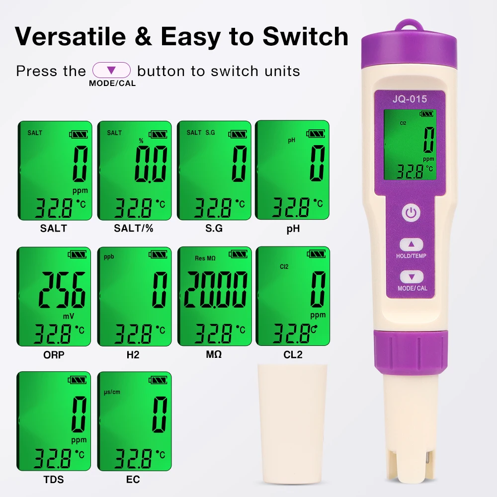 Medidor digital agua para piscinas y spas – Analizador de pH, cloro, TDS y temperatura - imagen 2