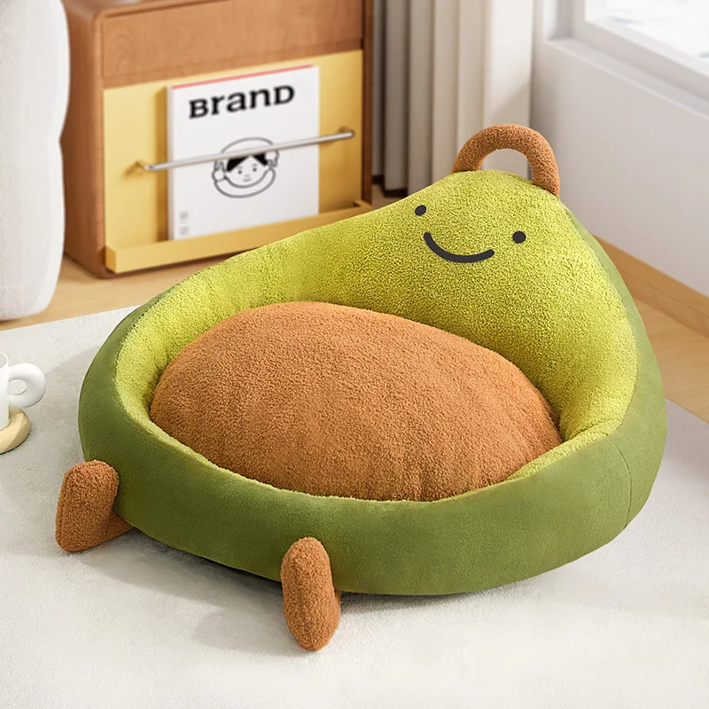 Cama para perro con diseño moderno, vista angular que muestra la construcción del borde