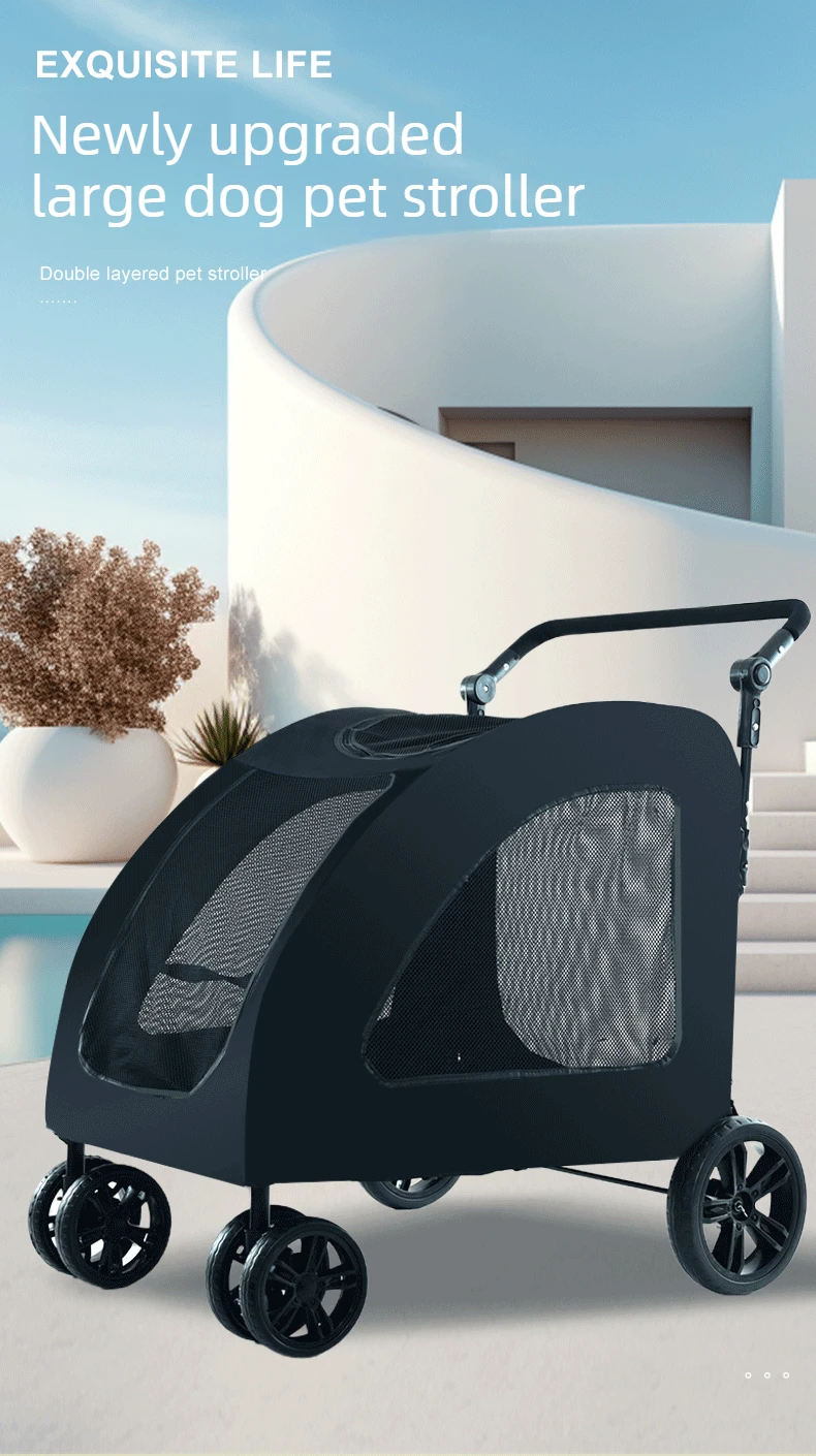 Vista frontal del carrito para perros grandes LZJV