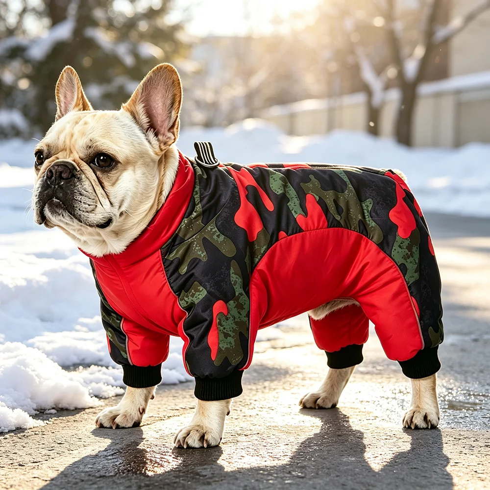 Chaqueta camuflaje impermeable invierno bulldog francés perros pequeños medianos - imagen 4