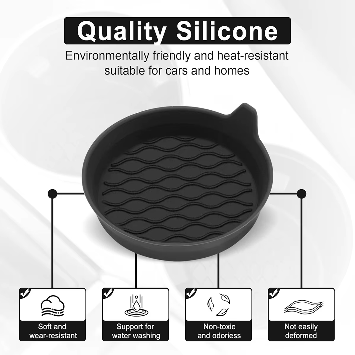 Portavasos de silicona antideslizante para coche – Gatos y perros - imagen 2