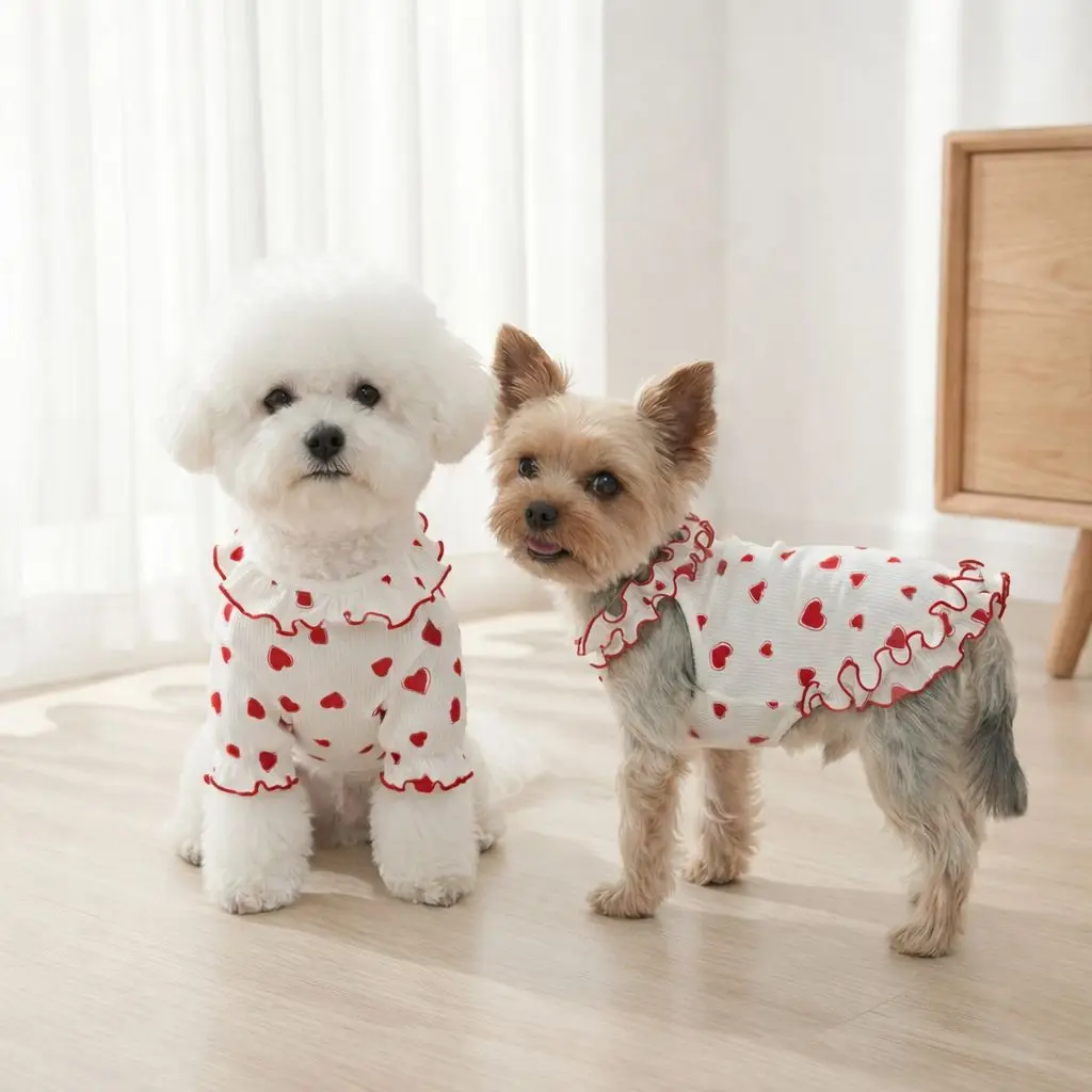 Corazón rojo y diseño floral para un look tierno
