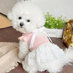 Vestido tutú de tul rosa con lazo para perro y gato – Estilo princesa