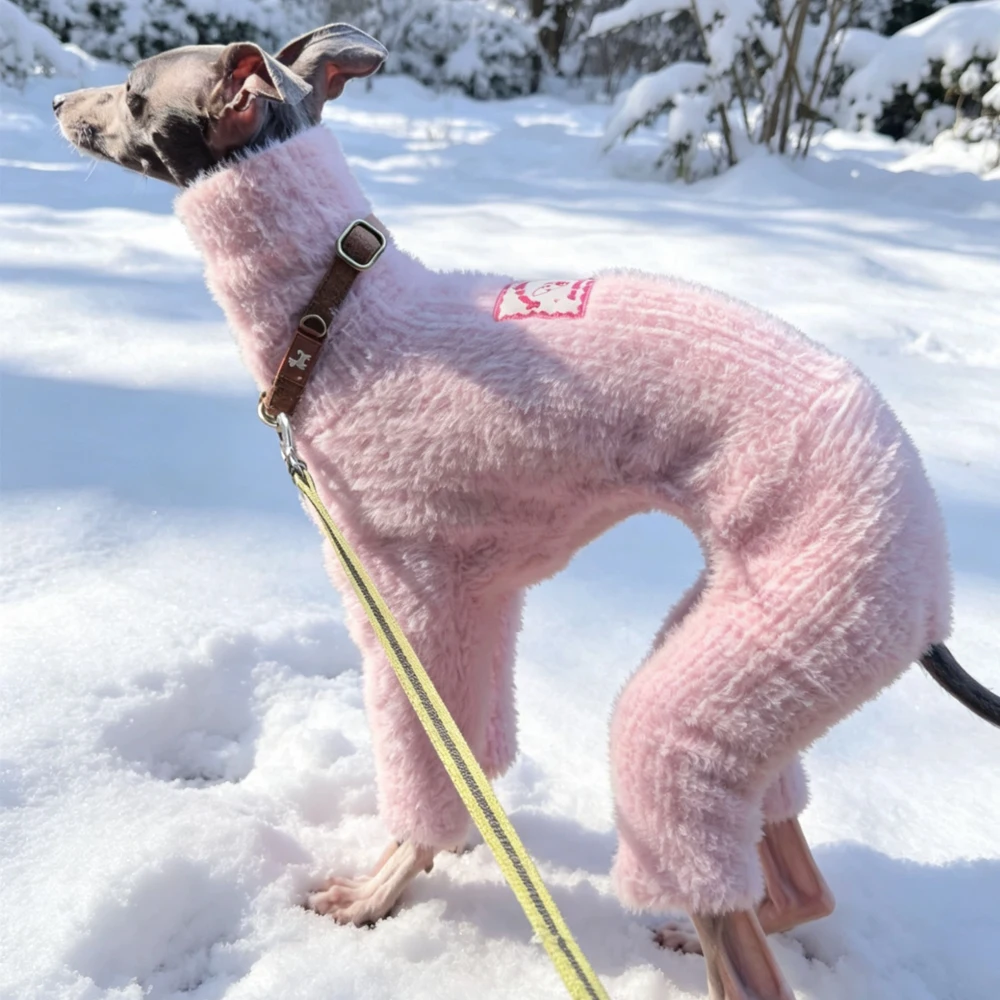 Pijama pelo de visón rosa para galgo italiano y whippet