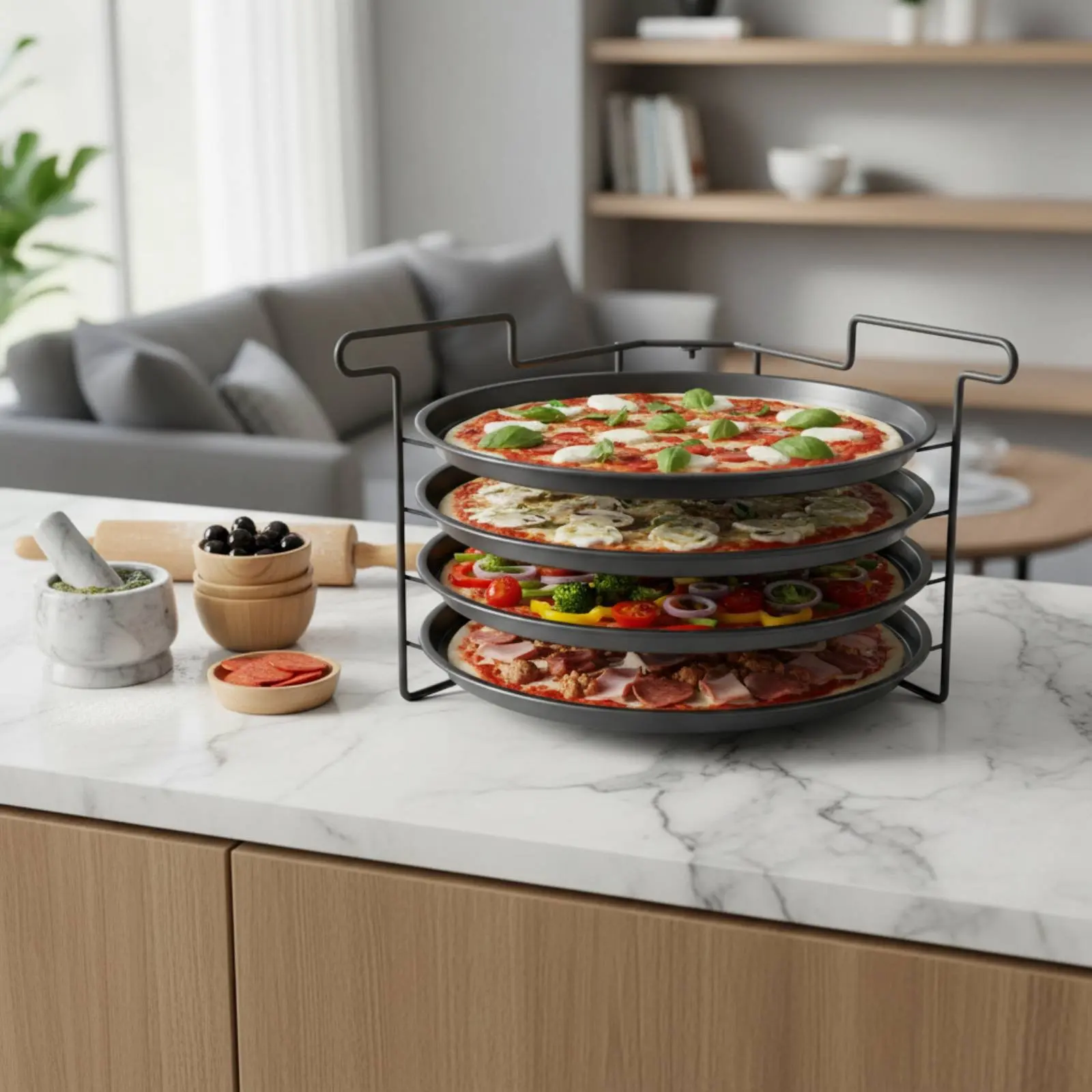 Organizador de comida para gatos y perros, estante multi-nivel fácil - imagen 5