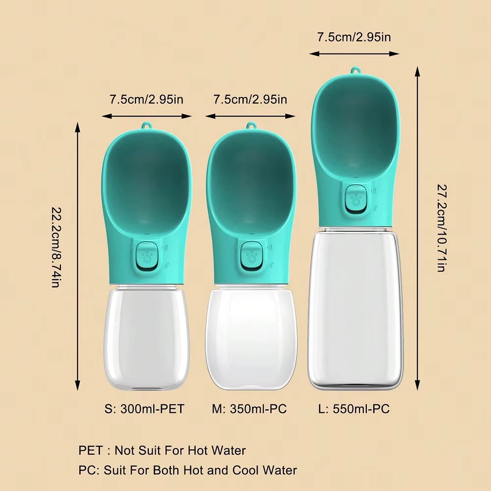 Botella de agua portátil con botón dispensador