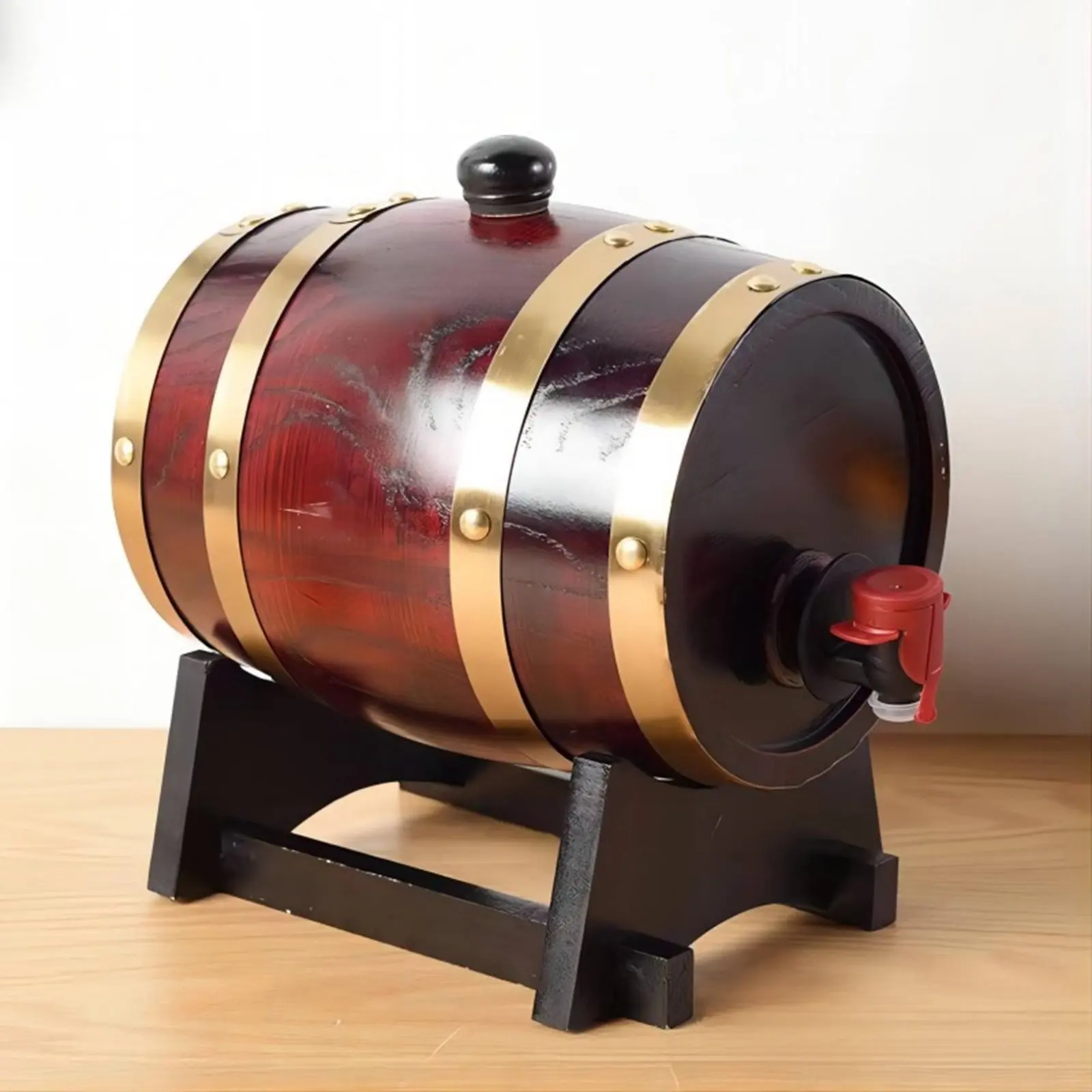 Barril de roble vintage para gatos y perros, soporte madera - imagen 2
