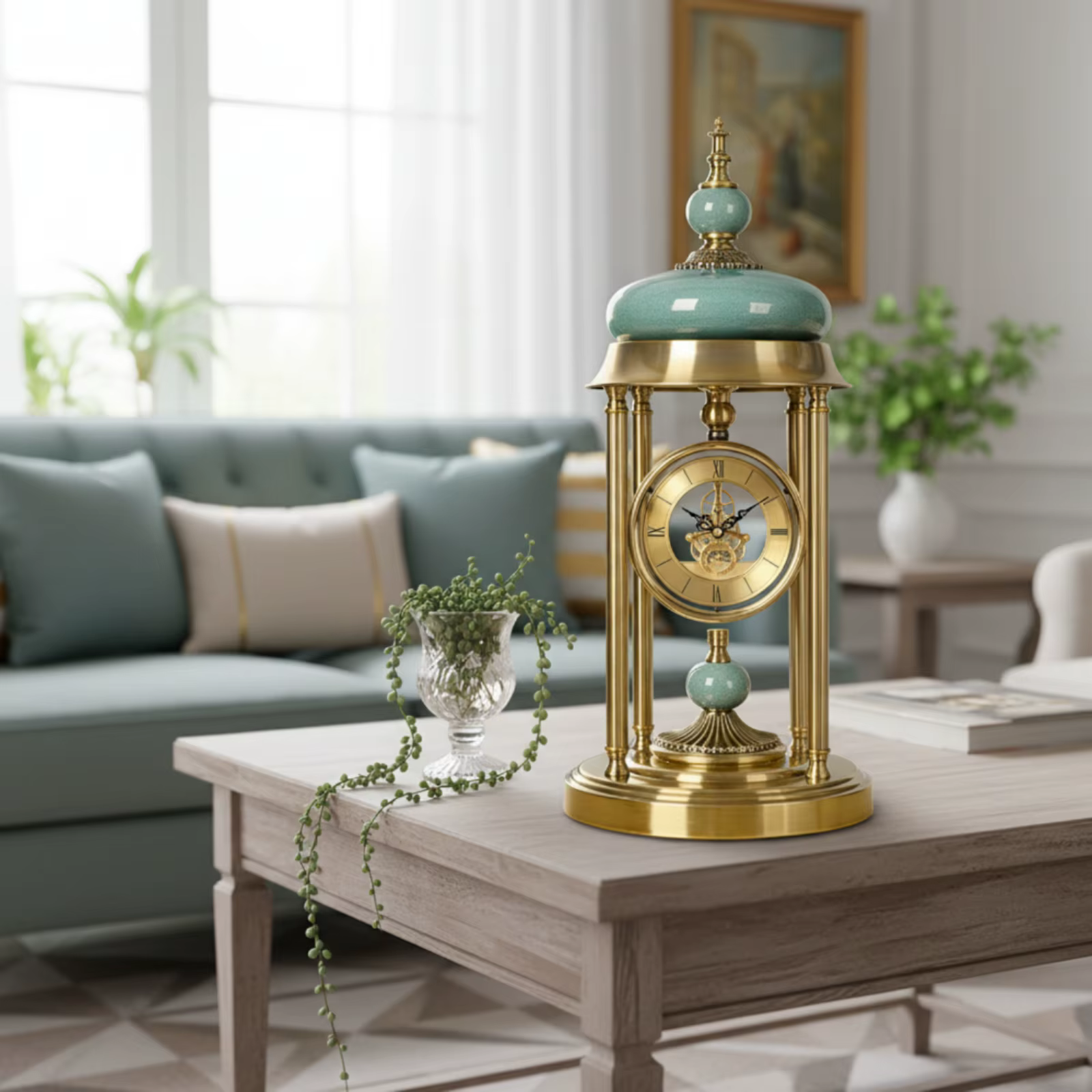 Reloj de Mesa de Cuarzo con Números Romanos – Estilo Europeo Antiguizado para Hogar - imagen 2