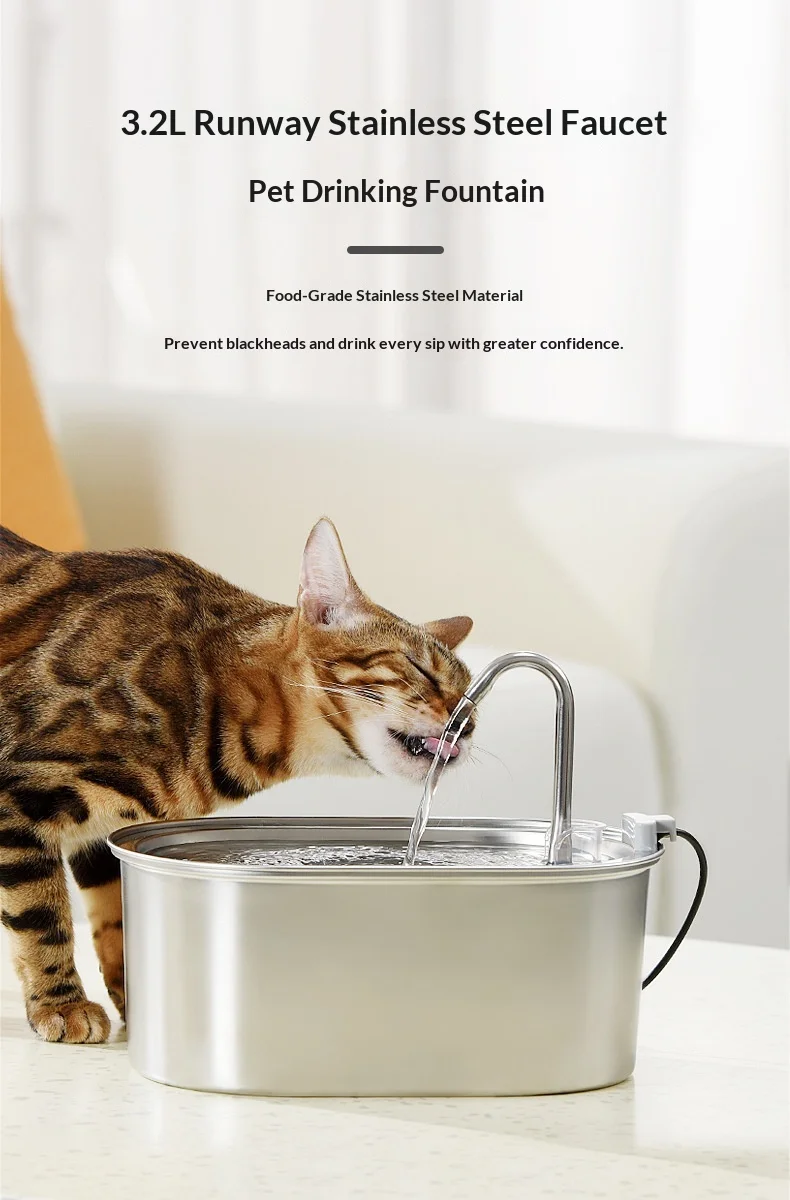 Fuente de agua automática para mascotas de acero inoxidable