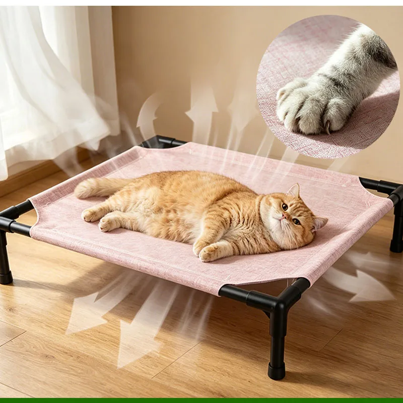 Hamaca malla elevada para gatos y perros – Cama plegable interior y exterior
