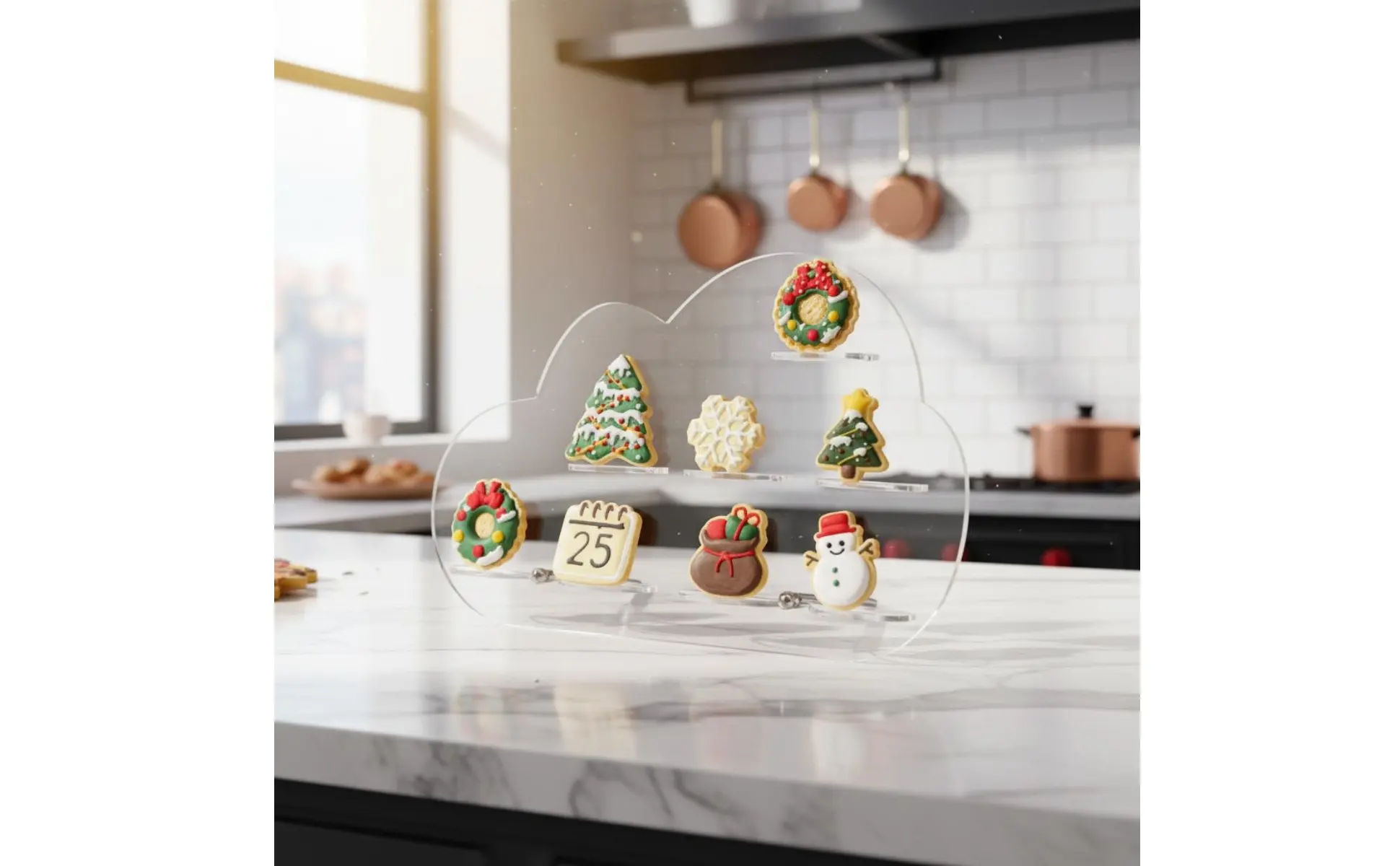 Soporte transparente para macarons con diseño Cumulus