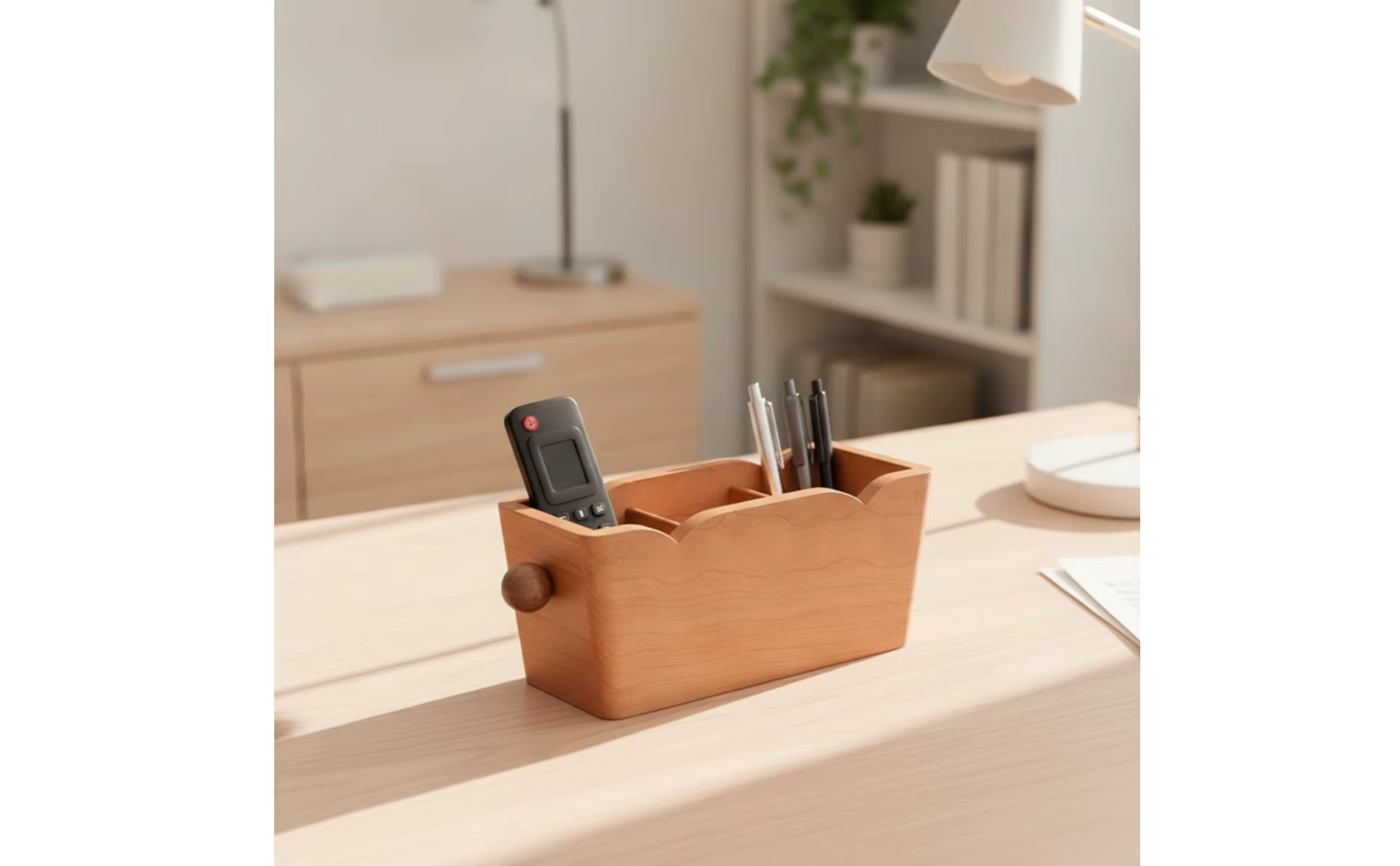 Compartimentos del organizador de madera para escritorio