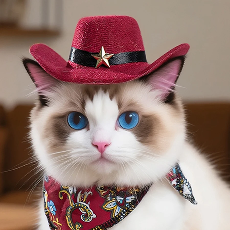 Sombrero vaquero ajustable para perros y gatos – gorra cómoda - imagen 4