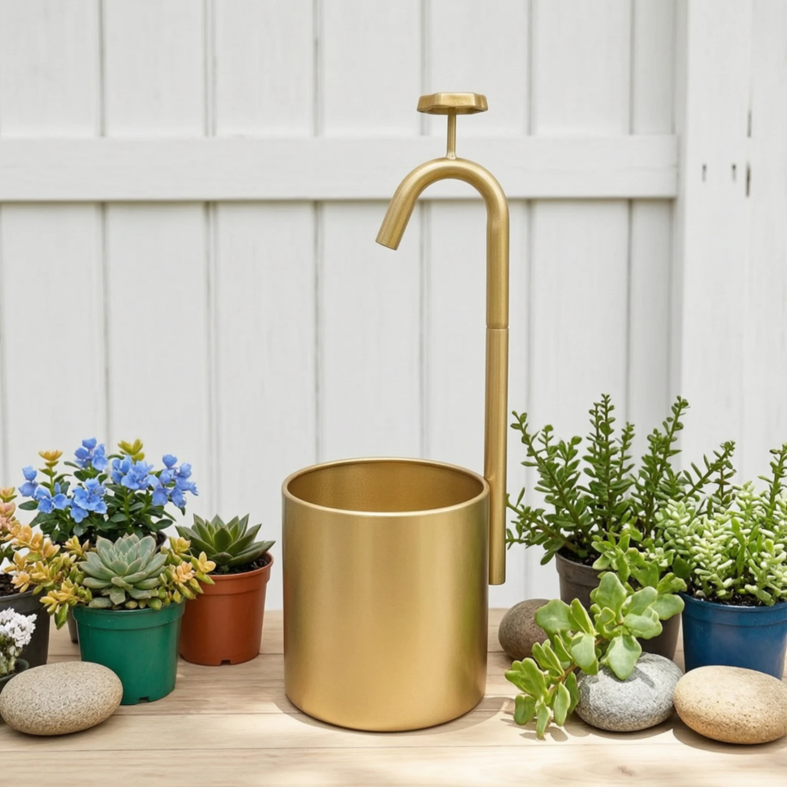 Fuente de agua exterior para perros y gatos – Maceta metálica con grifo - imagen 3