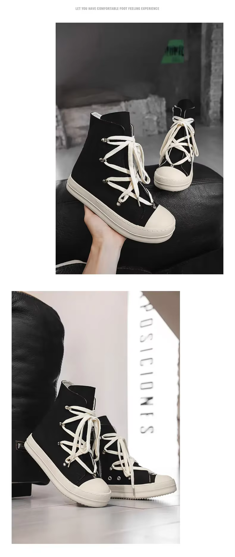 Zapatos casuales de lona con suela gruesa - vista superior
