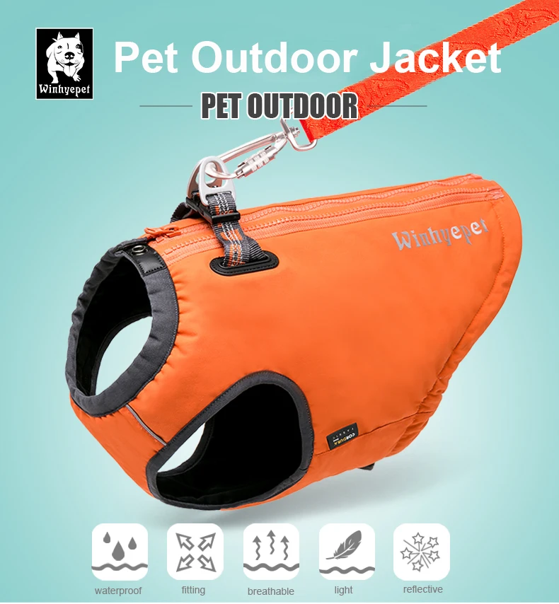 Chaqueta impermeable para perro con arnés reflectante