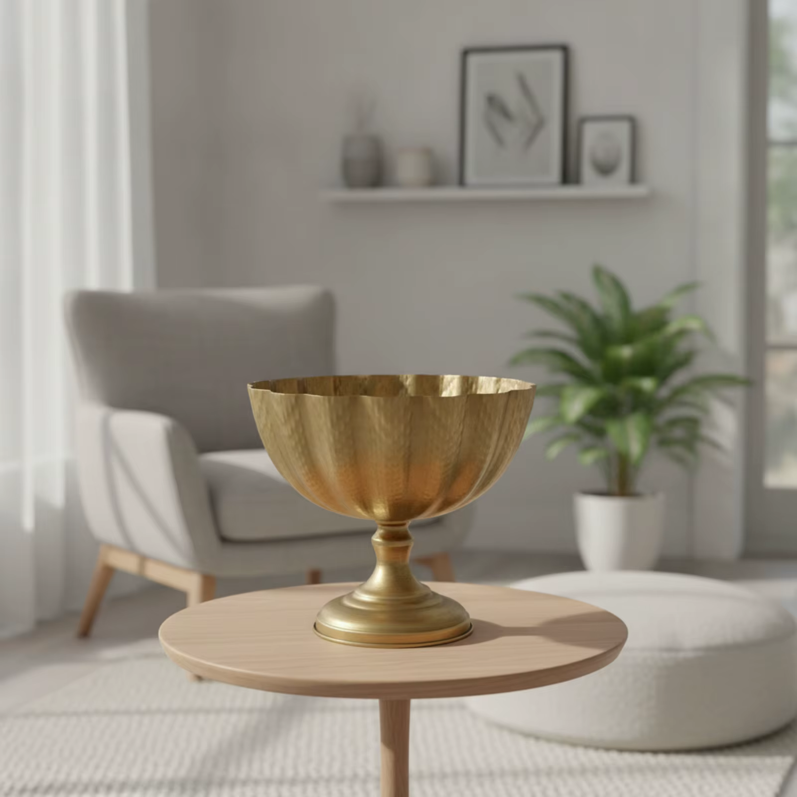 Jarrón Decorativo Dorado – Urna Elegante de Pedestal - imagen 2