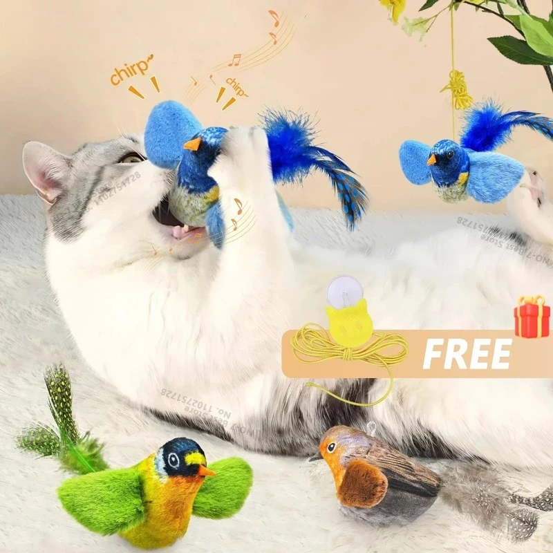 Juguete interactivo para gatos con sonido de pájaro y catnip - imagen 4
