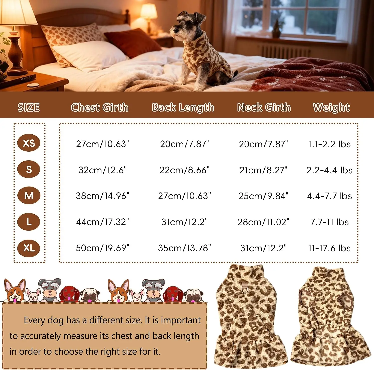Jersey polar de invierno para perros pequeños con estampado de leopardo - imagen 4