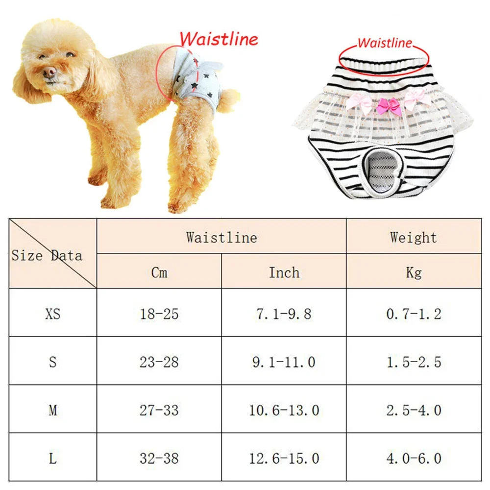 Pantalones protectores para perra pequeña con patrón a rayas