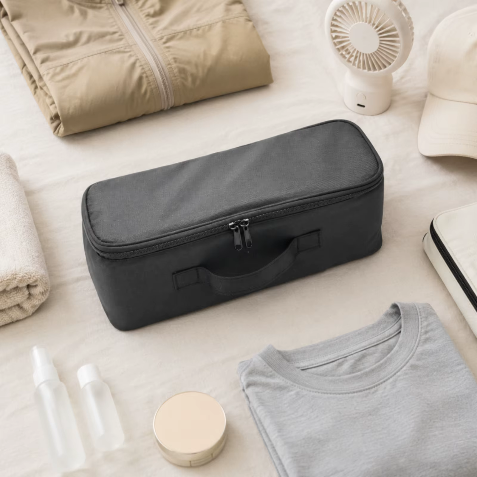 Funda acolchada para abanico plegable con asa – Estuche estructurado para viajes - imagen 3
