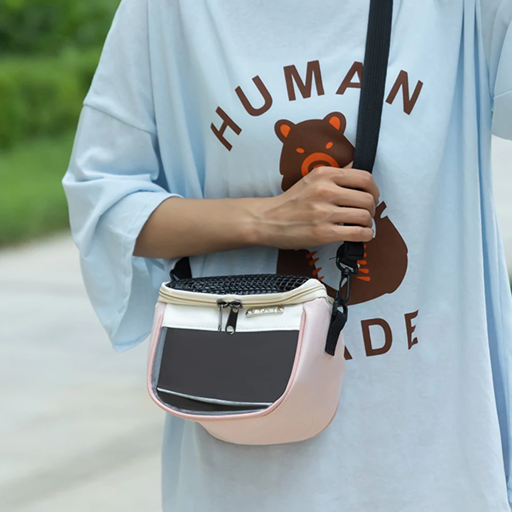 Bolsa bandolera transpirable con malla y ventana para hámsteres, loros - imagen 2