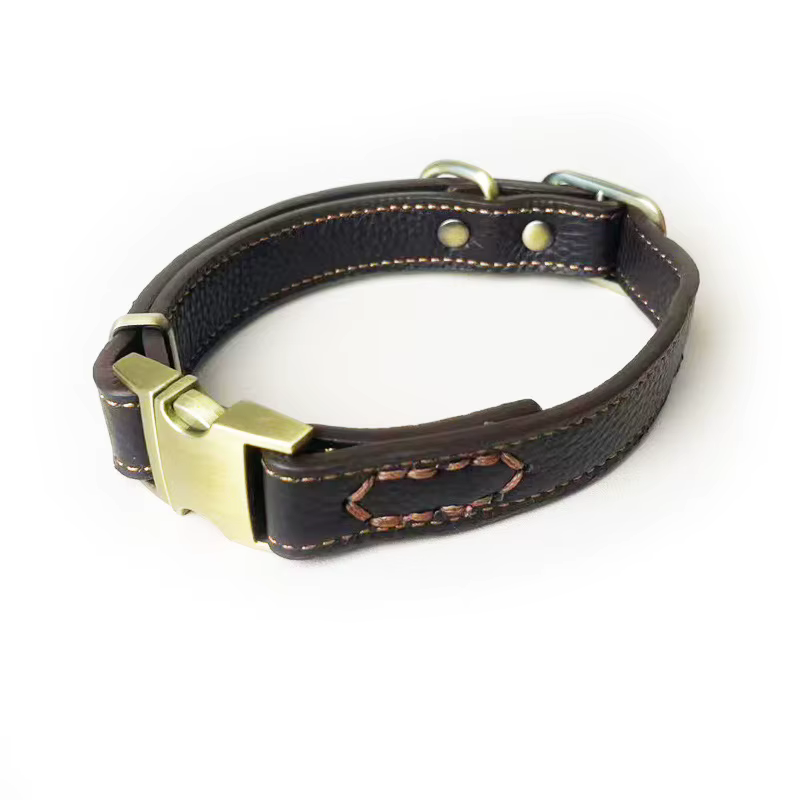 Collar de cuero para perro ajustable con cierre de seguridad rápido - imagen 4