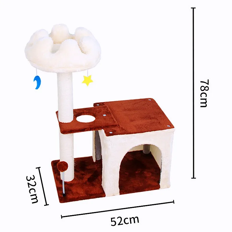 Árbol rascador de madera para gatos vista frontal