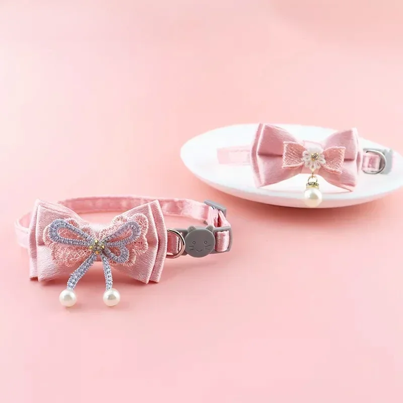 Collar para gato y perro pequeño de encaje rosa