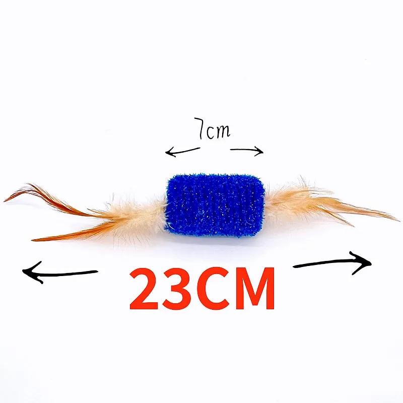 Juguete elástico de resorte con plumas coloridas para gato