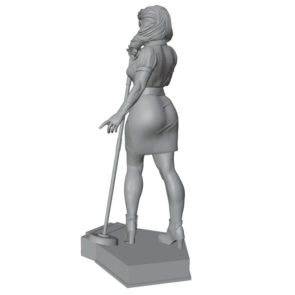 Vista lateral de la figura mostrando postura y proporciones
