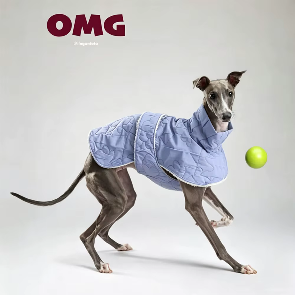 Abrigo azul invierno para galgo italiano y whippet - Cortavientos ajustable - imagen 5