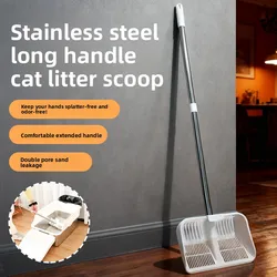 Pala arena acero inoxidable para gato – Mango largo resistente